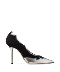 Malise 100 pumps in leather - Black, Silver & Red