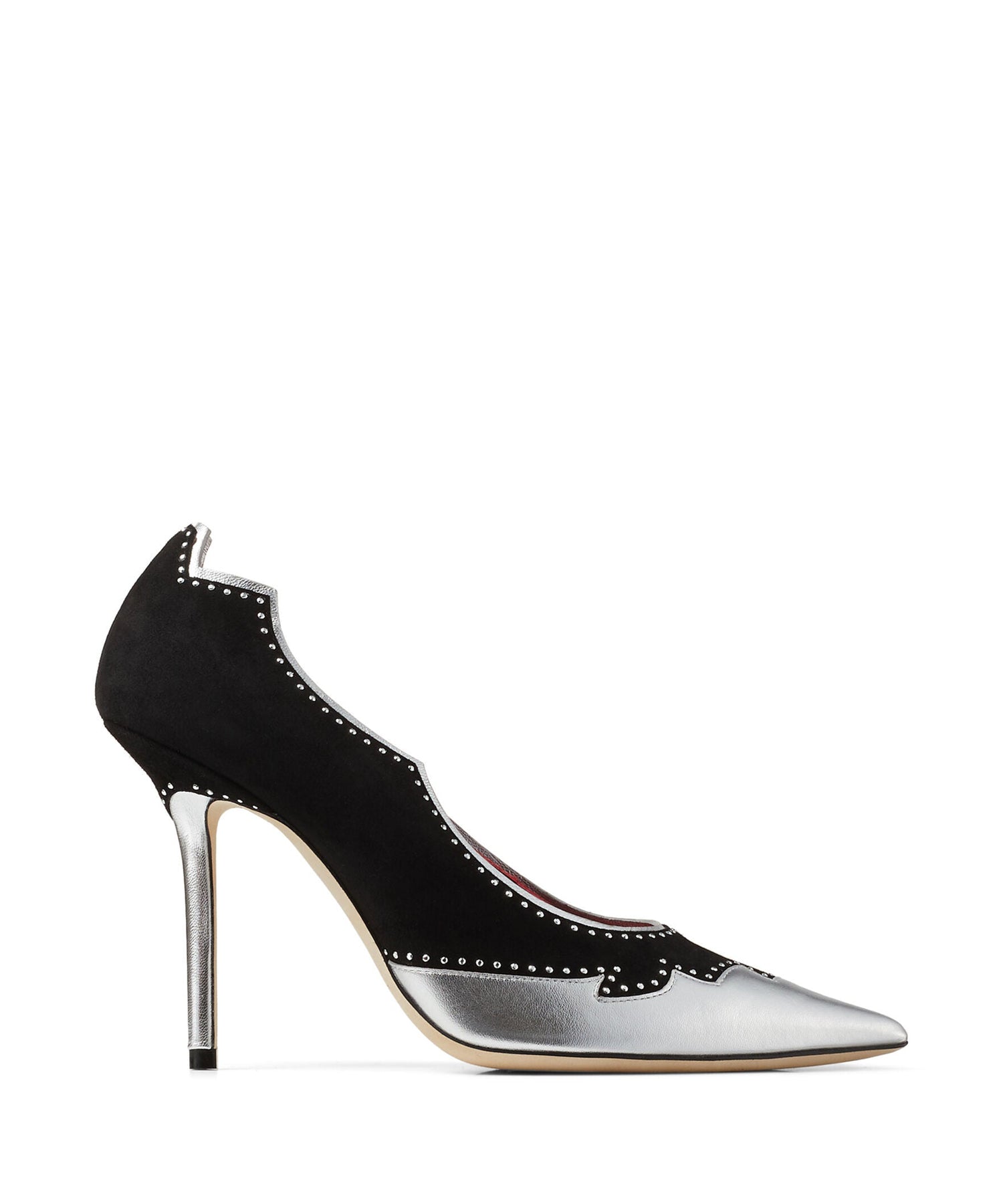 Malise 100 pumps in leather - Black, Silver & Red