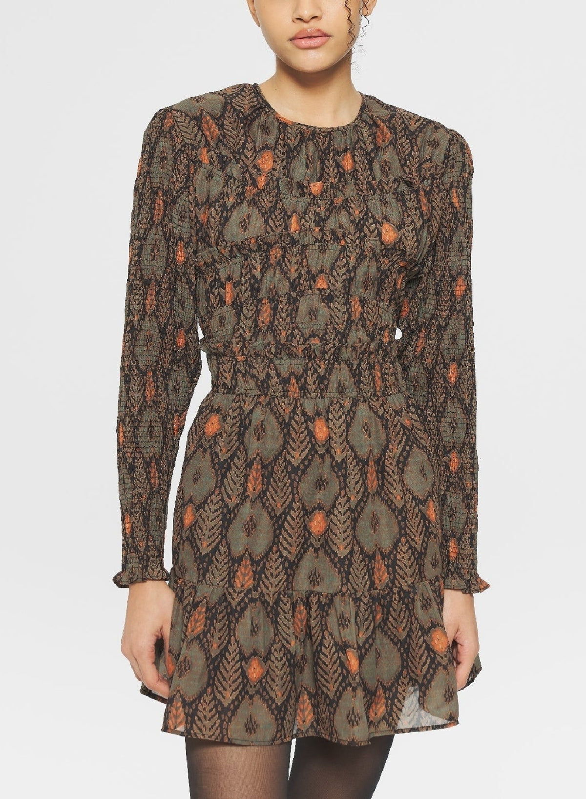 Robe courte imprimée Mani - Kaki