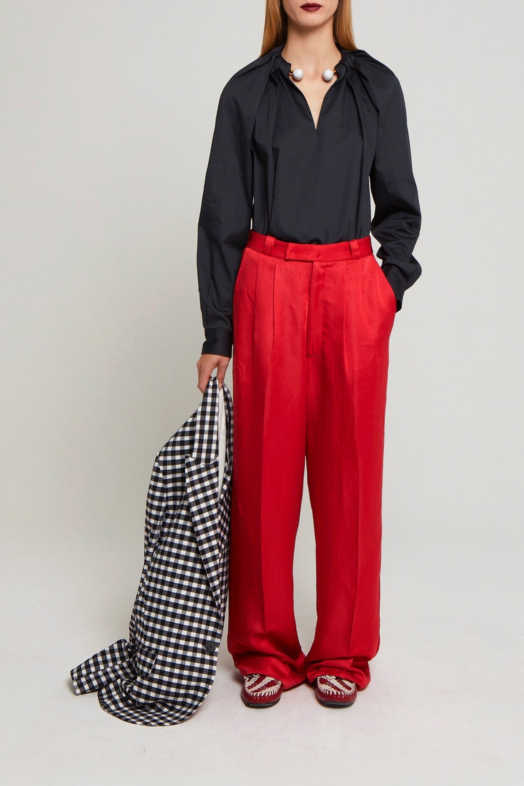 Pantalon Manuela taille haute en lin mélangé - Kaki