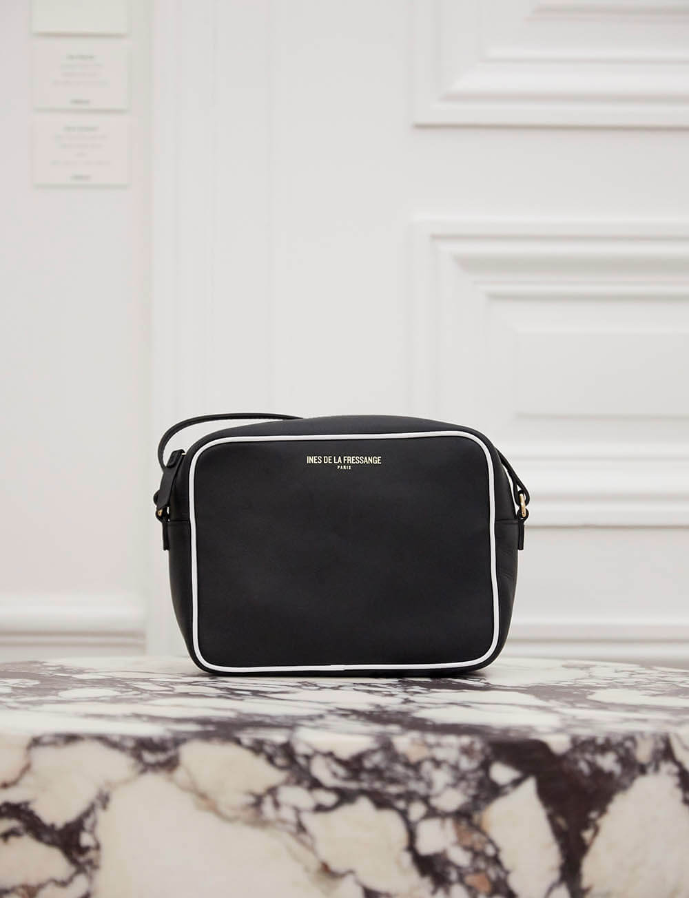 1qty NEW  / Sac bandoulière Marcia en cuir -  Black White