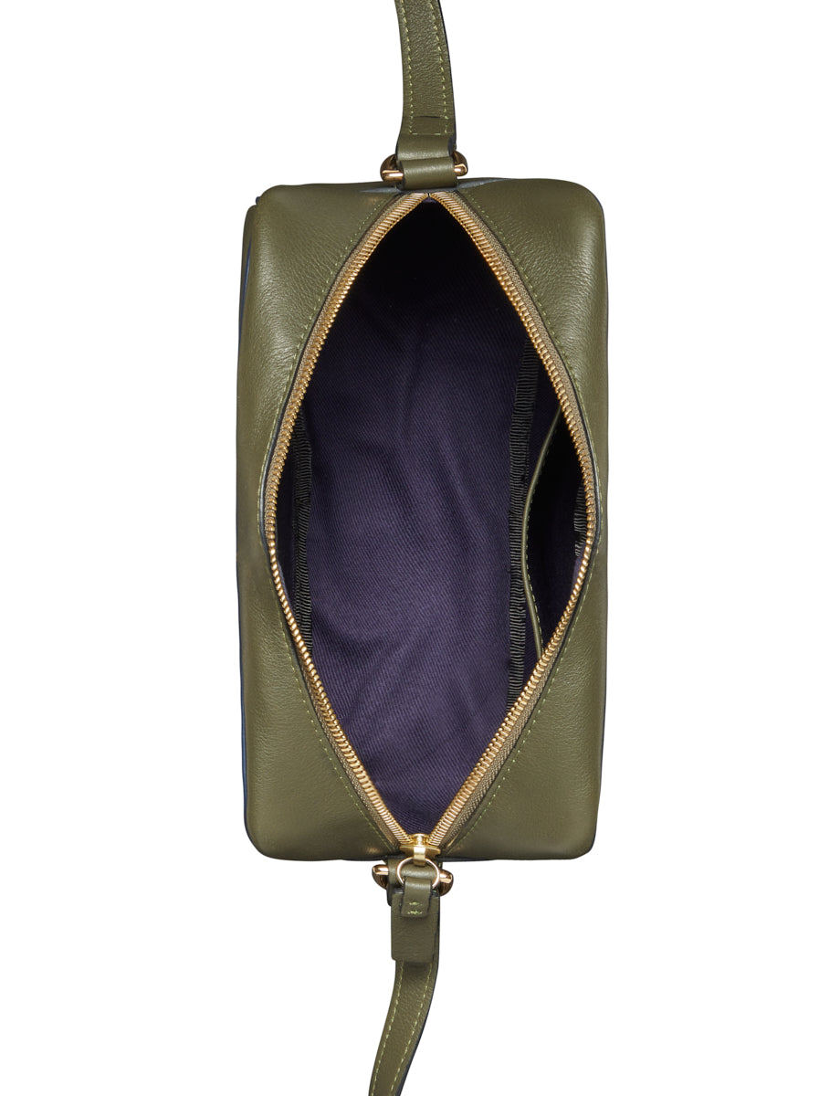 4qty NEW  / Sac bandoulière Marcia en cuir -  Khaki Navy