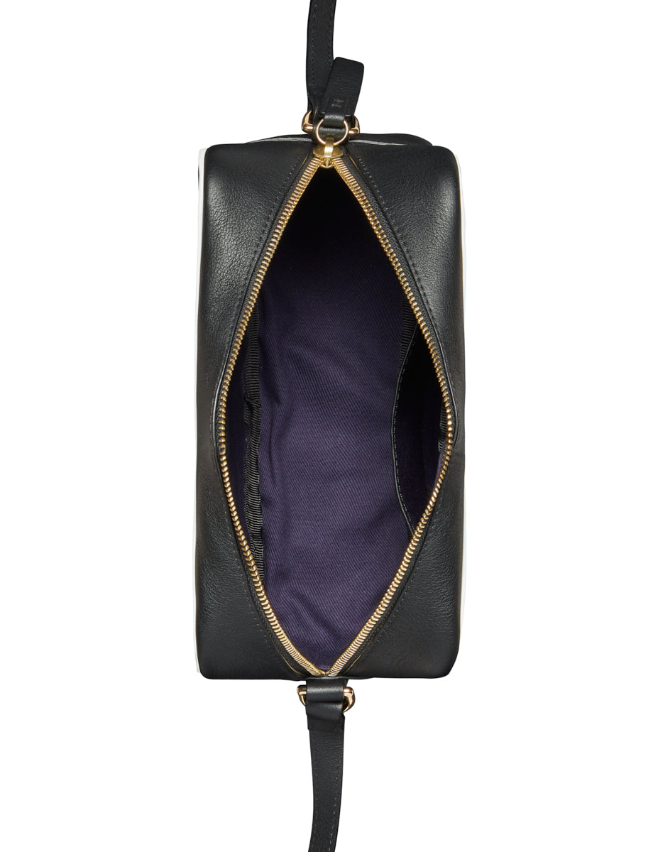 1qty NEW  / Sac bandoulière Marcia en cuir -  Black White