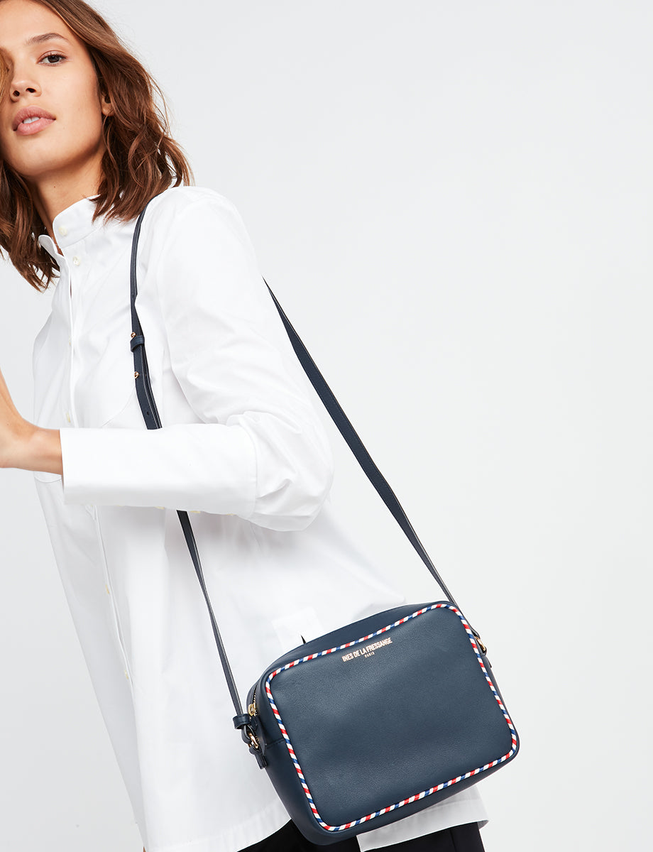 2qty NEW  / Sac bandoulière Marcia en cuir -  Navy