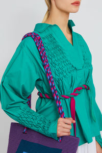 Blouse Mariel à col V - Turquoise