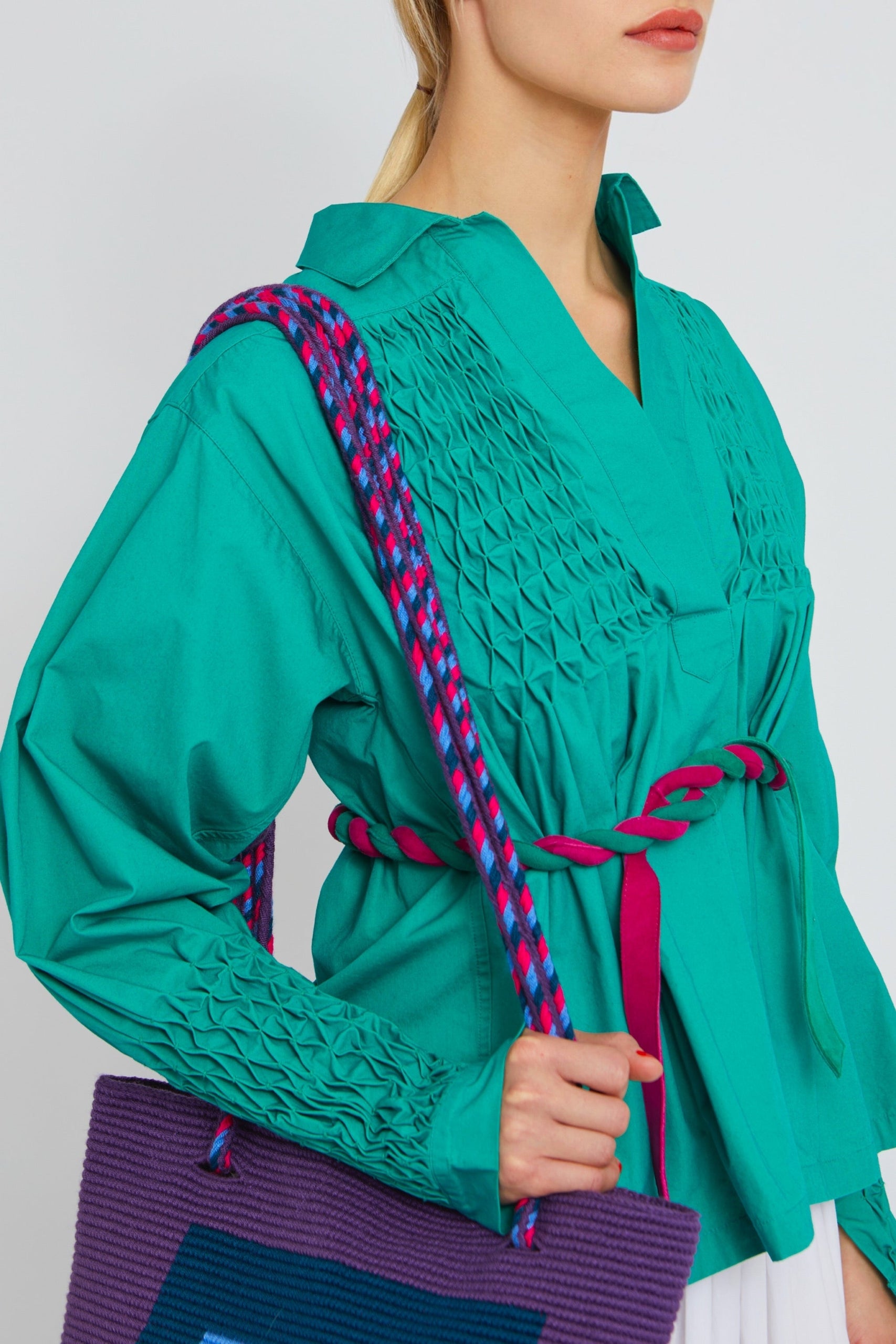 Blouse Mariel à col V - Turquoise