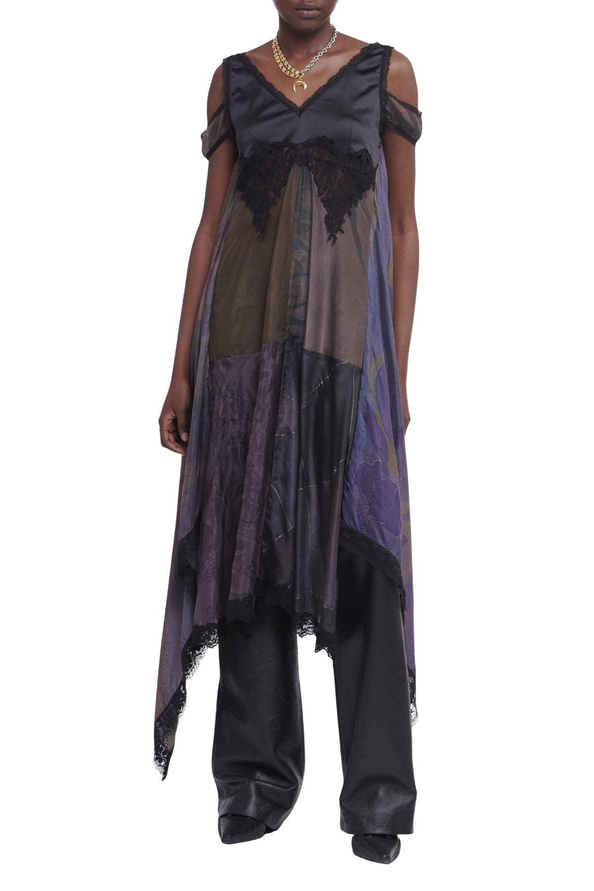 Robe nuisette foulard en soie Upcyclée - Pewter