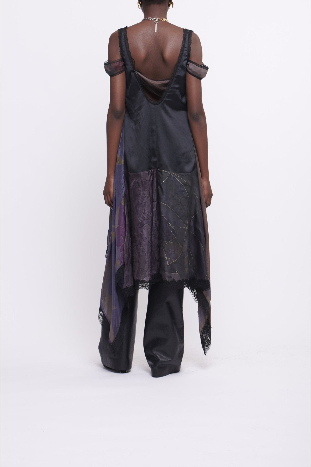 Robe nuisette foulard en soie Upcyclée - Pewter