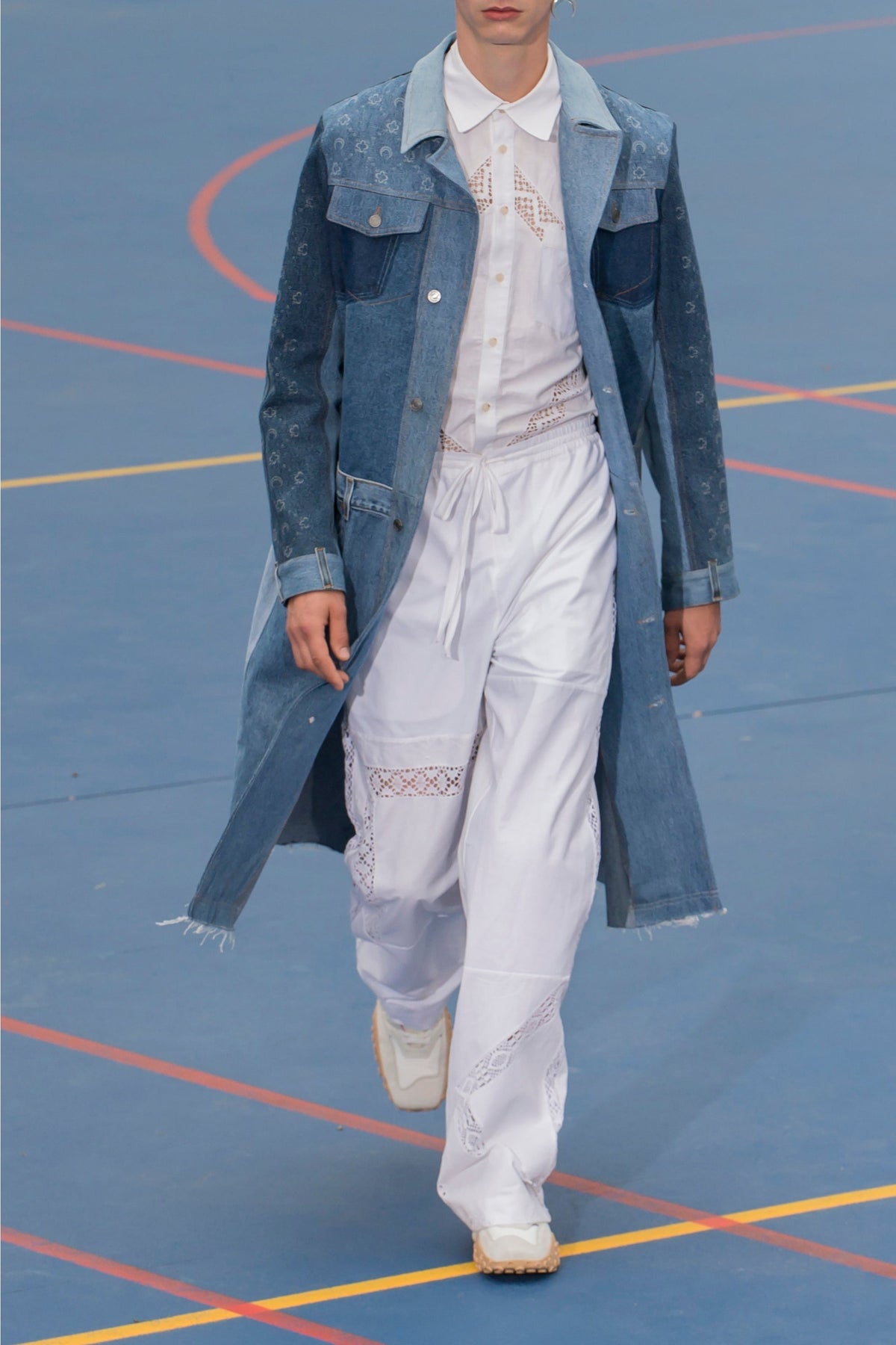 Manteau ajusté monogramme en denim Upcyclé - Dark Blue Moono