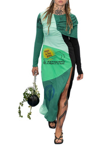 Robe à graphique à manches longues Upcyclée - Bright Green