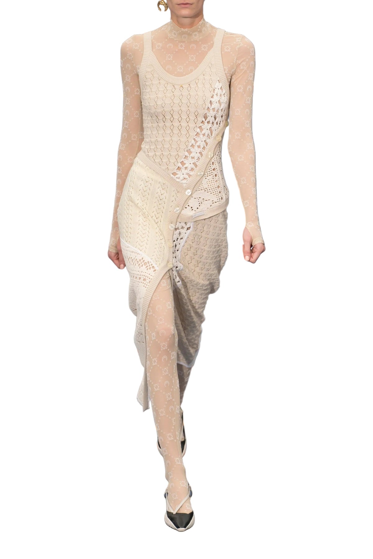 Robe asymétrique en crochet Upcyclée - Cloud Cream