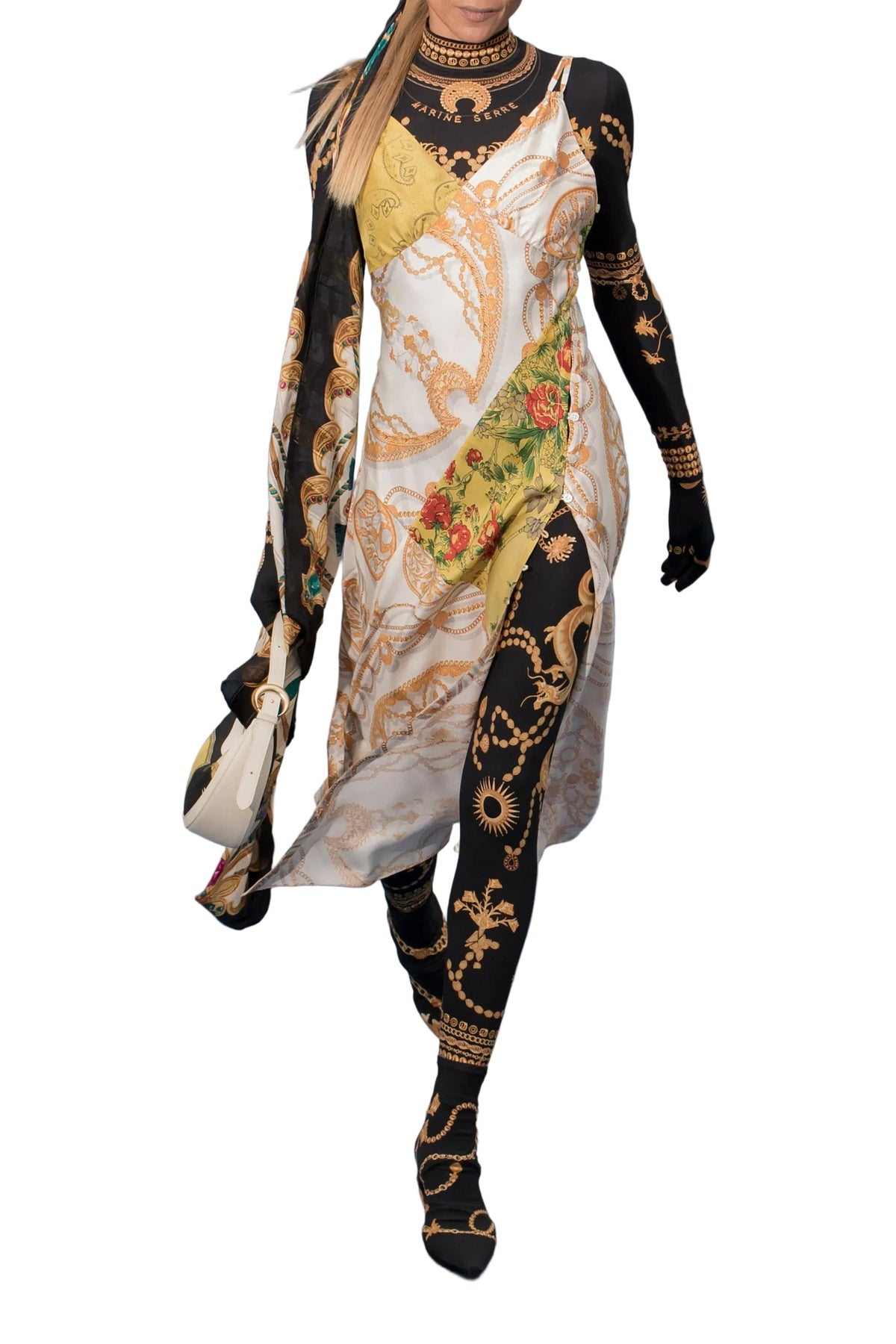 Robe en soie et bijoux ornementaux Upcyclée - Jewelry White