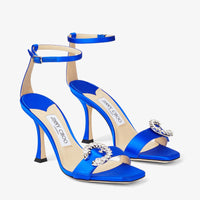 Marsai 90 satin buckle sandals with crystals - Ultraviolet & Crystal