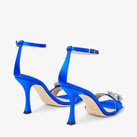 Marsai 90 satin buckle sandals with crystals - Ultraviolet & Crystal