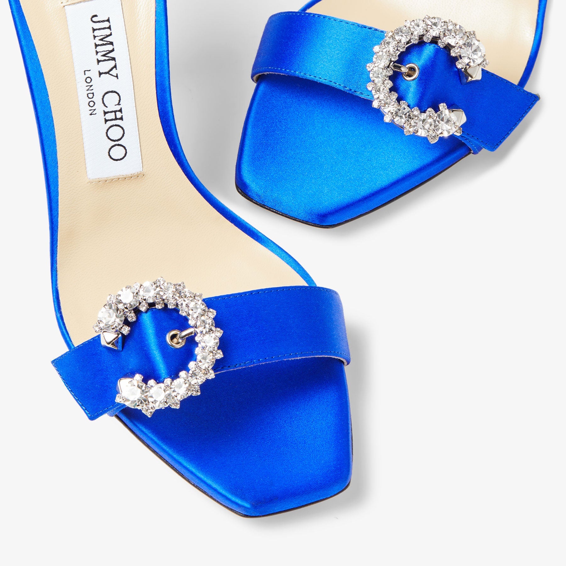 Marsai 90 satin buckle sandals with crystals - Ultraviolet & Crystal