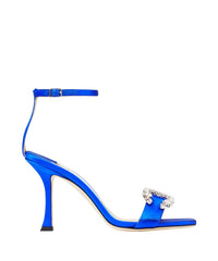 Marsai 90 satin buckle sandals with crystals - Ultraviolet & Crystal