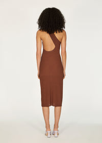 Robe longue Martina asymétrique - Chocolate