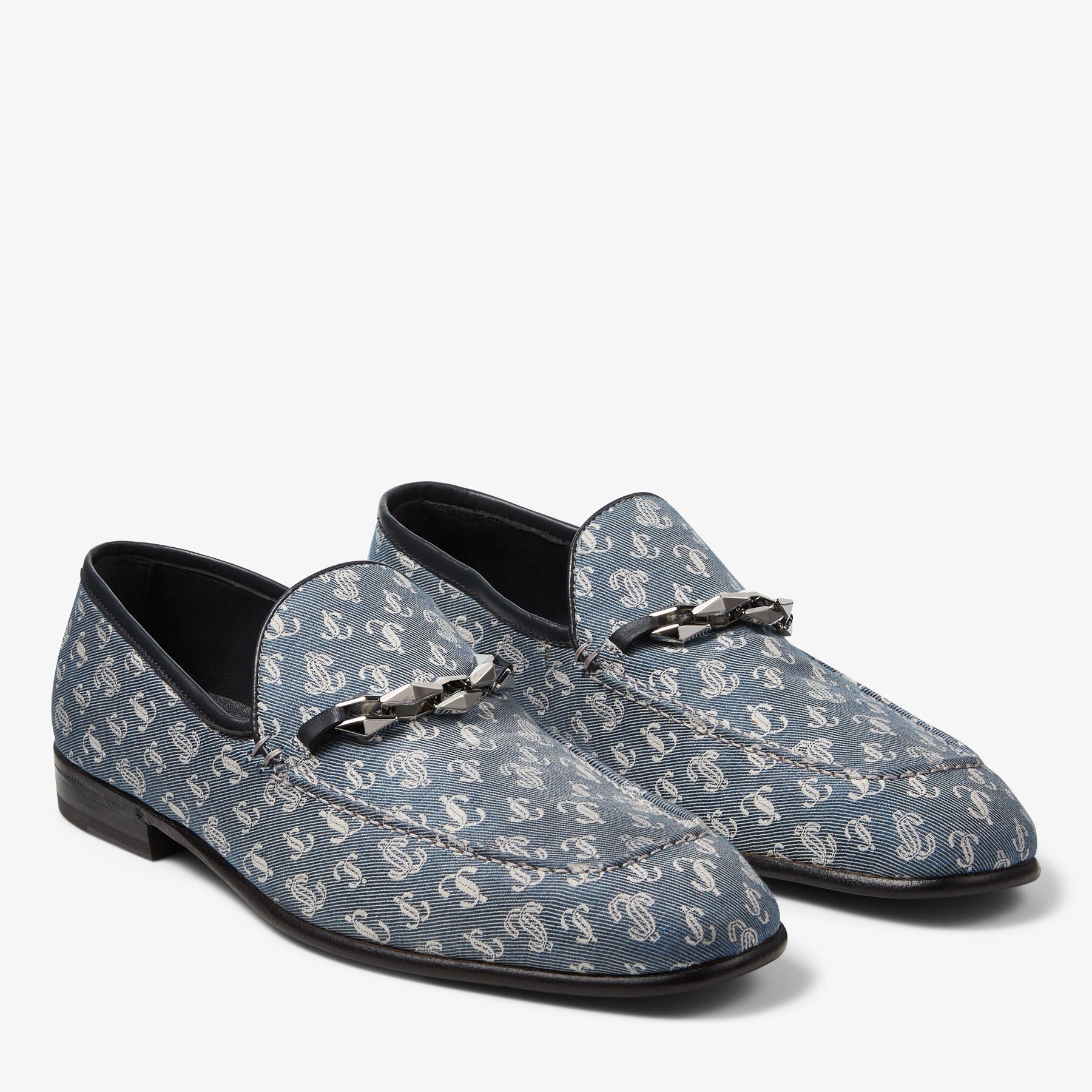Mocassins Marti en jean avec monogramme JC et chaîne - Denim