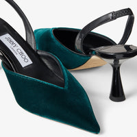 Maryanne 65 velvet back strap slingbacks - Dark Green