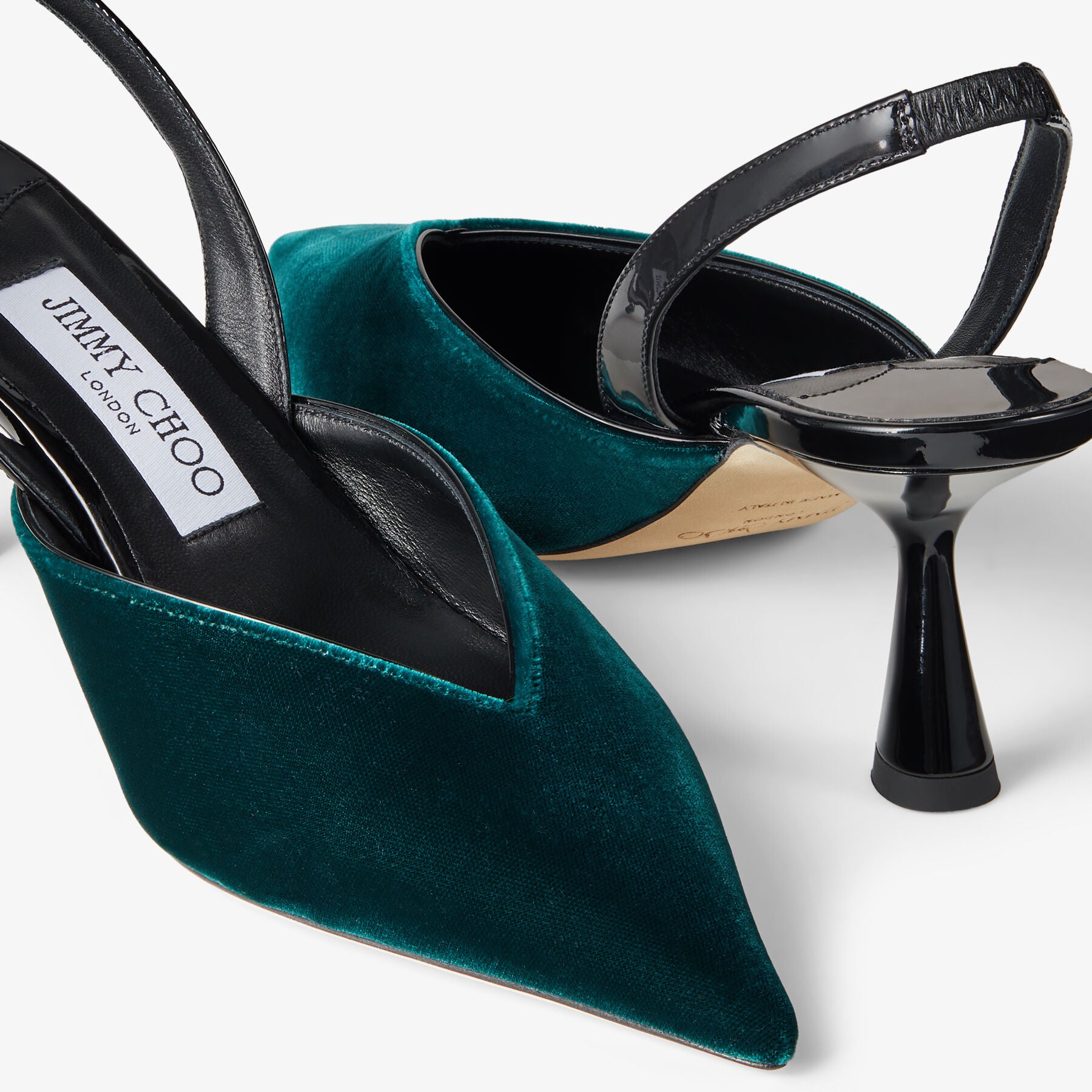 Maryanne 65 velvet back strap slingbacks - Dark Green