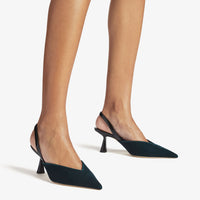 Maryanne 65 velvet back strap slingbacks - Dark Green