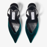 Maryanne 65 velvet back strap slingbacks - Dark Green