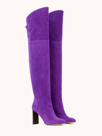 6qty NEW / Cuissardes Marylin 90 en cuir suédé - Purple