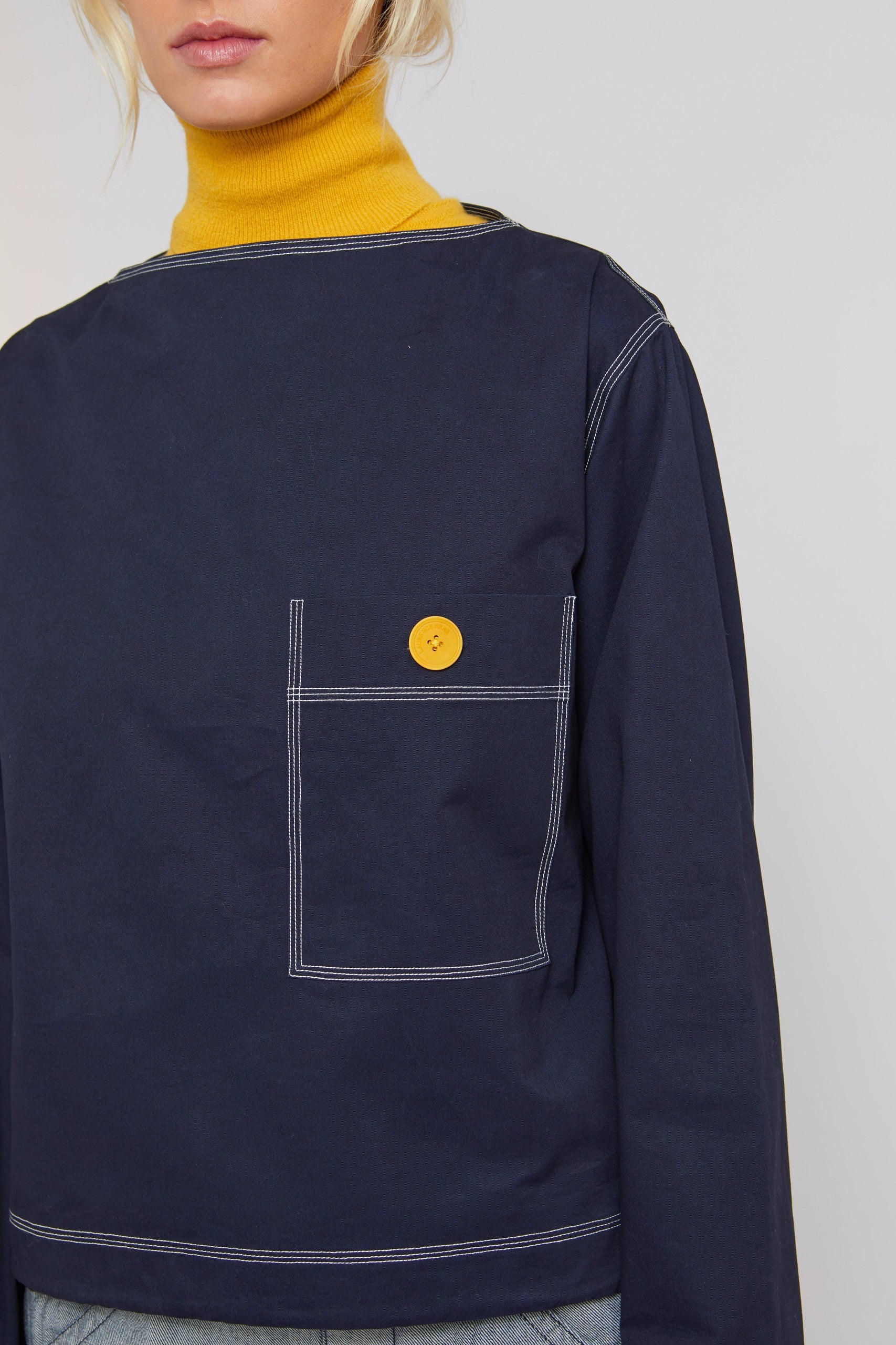 T-shirt Mat coupe droite à manches longues - Indigo