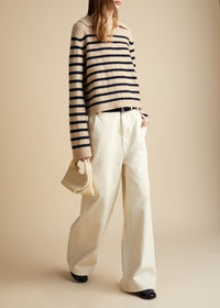 Mateo sweater in cashmere - Butter & Black Stripe