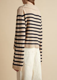 Mateo sweater in cashmere - Butter & Black Stripe