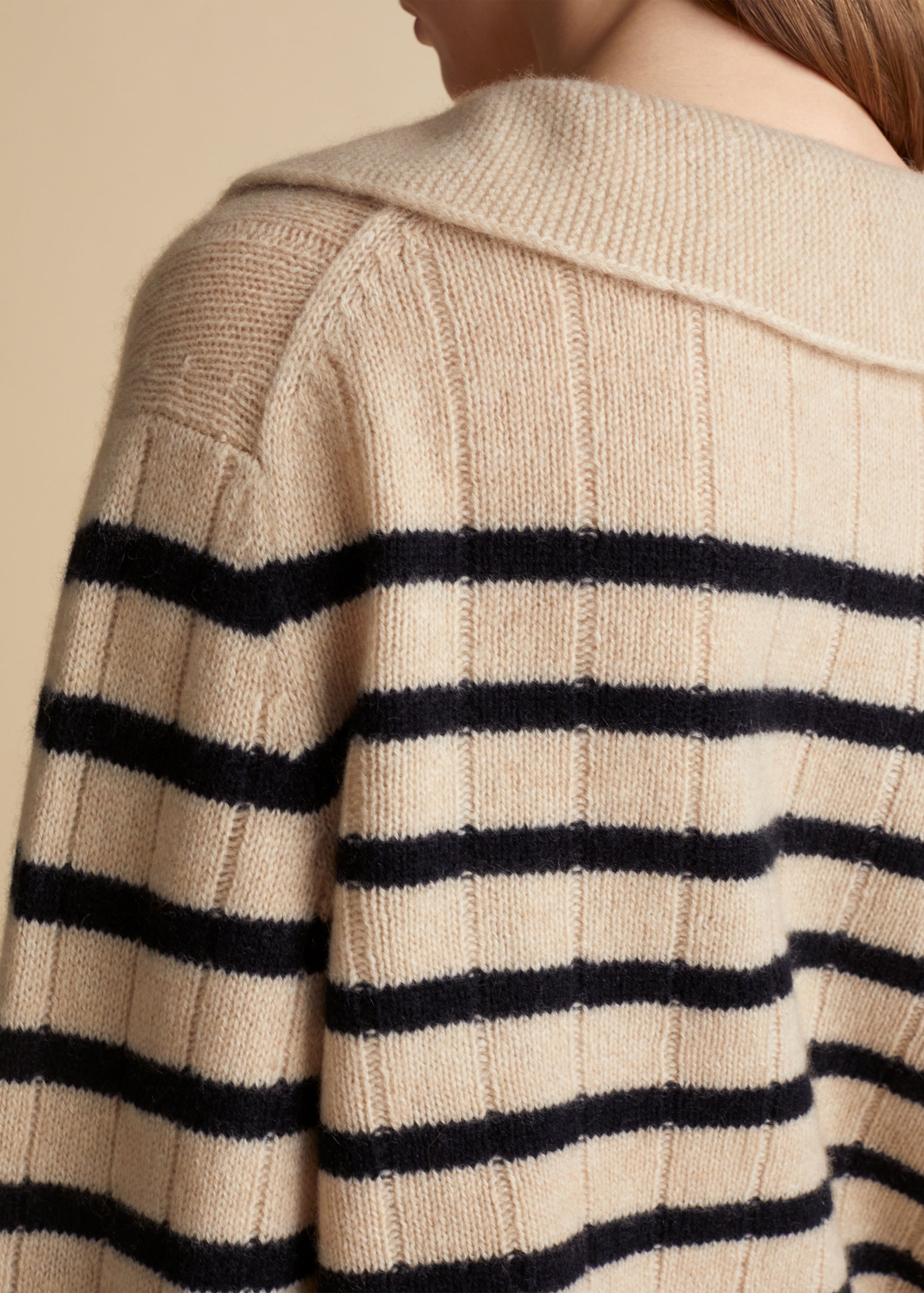 Mateo sweater in cashmere - Butter & Black Stripe