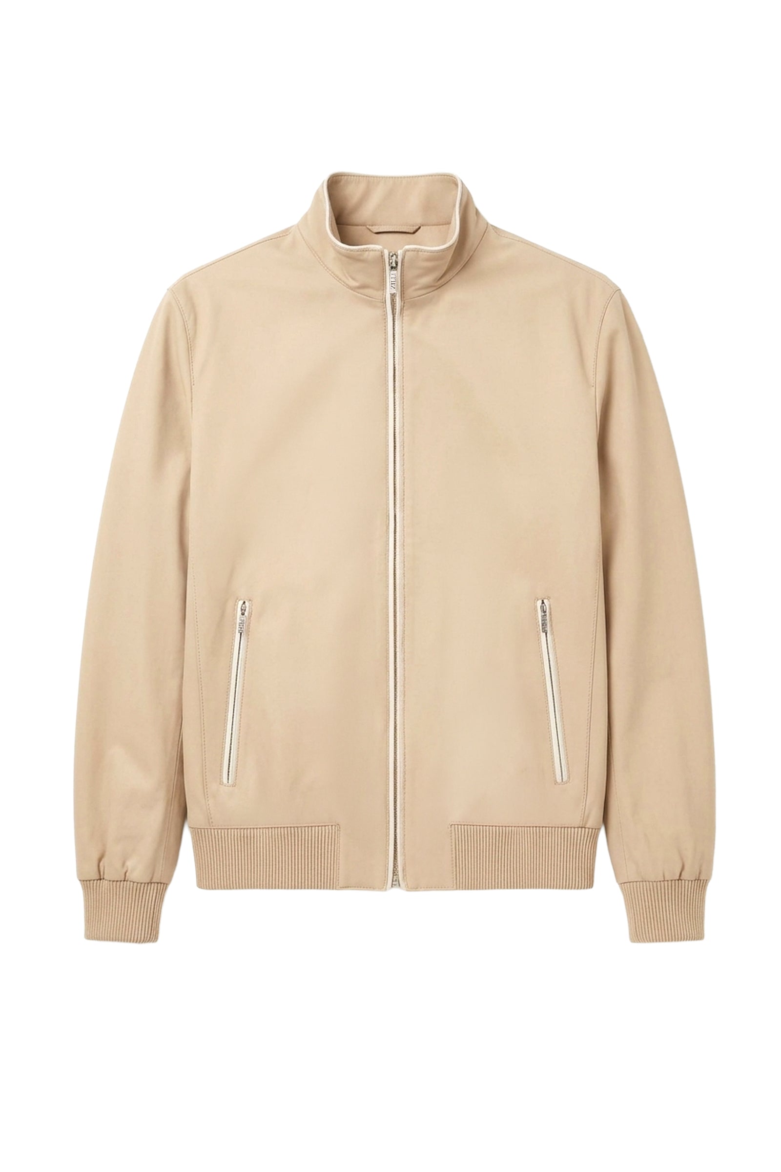 Blouson à bords-côtes en soie - Sable