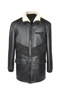 Parka à col fausse fourrure en cachemire - Noir & Blanc