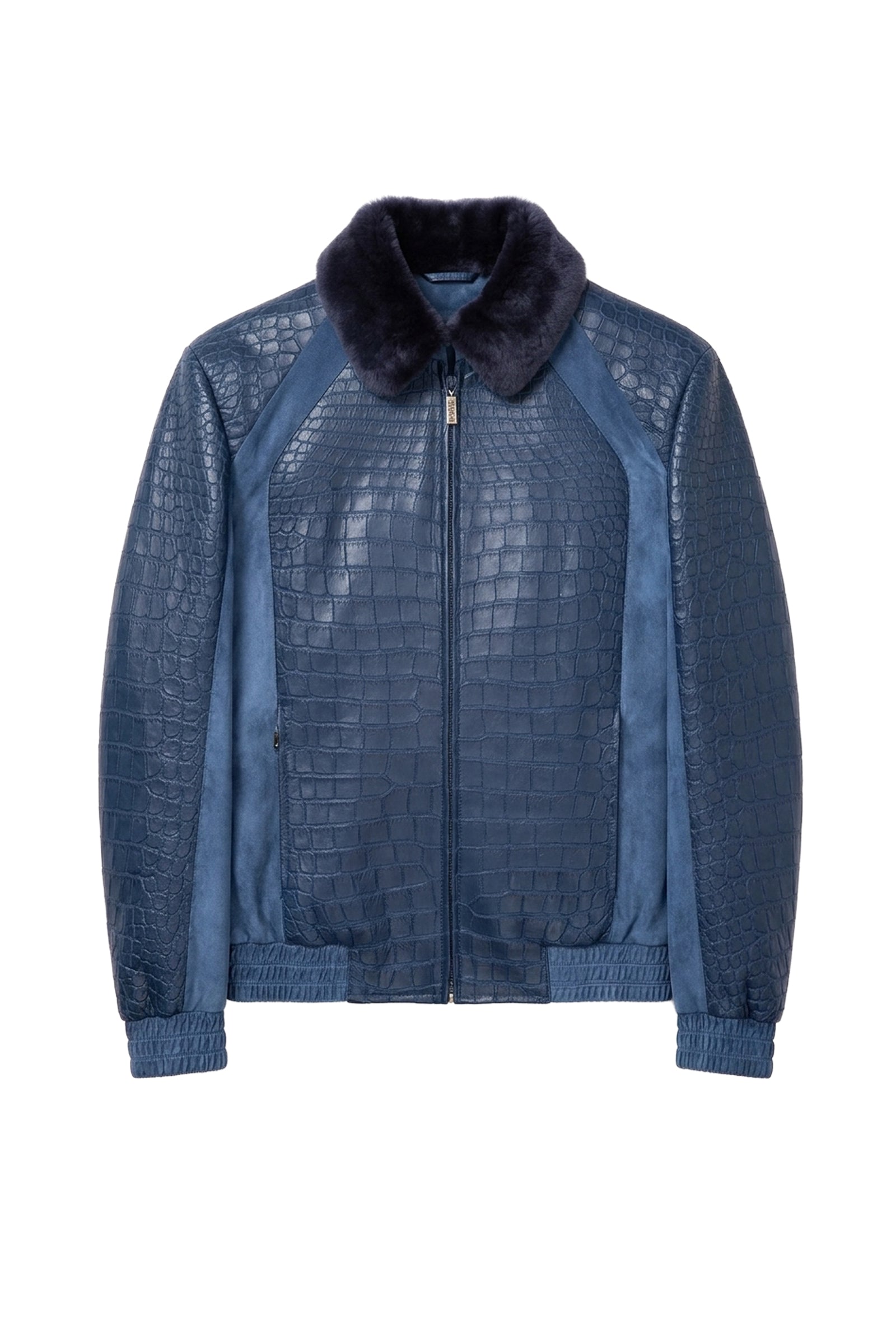 Bomber en cuir exotique - Bleu
