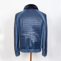 Bomber en cuir exotique - Bleu