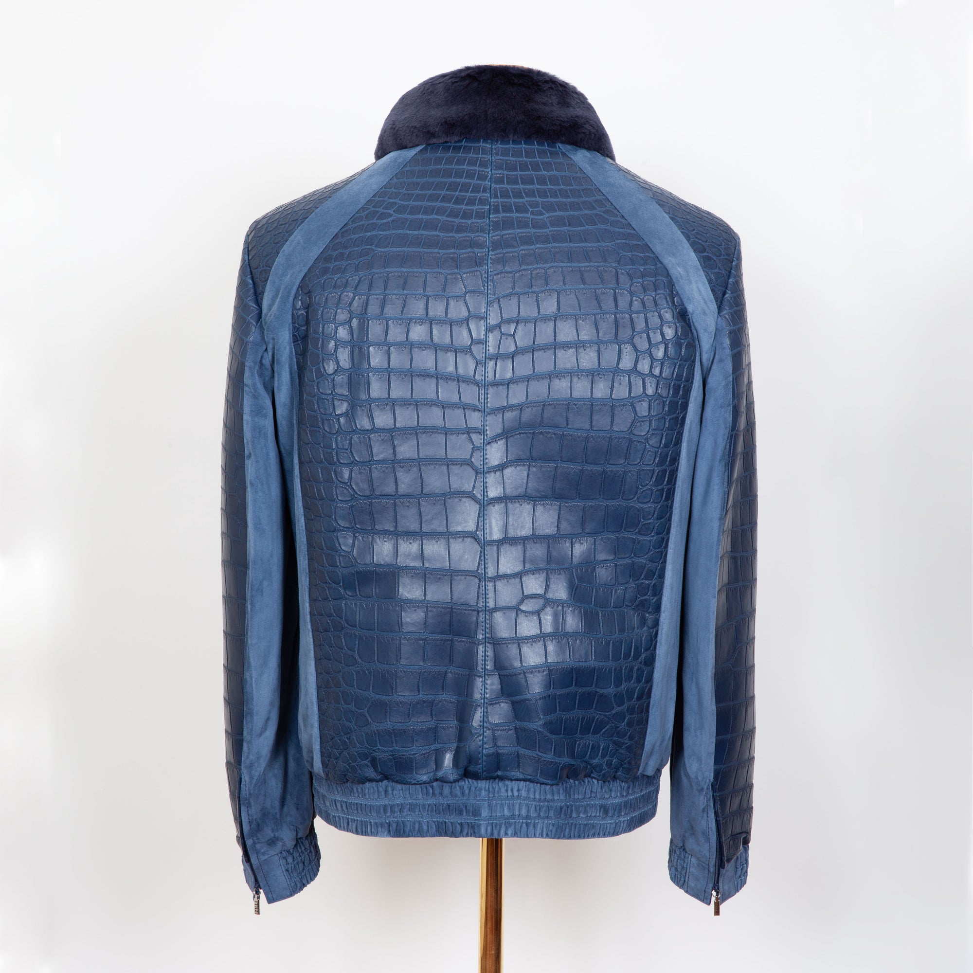 Bomber en cuir exotique - Bleu