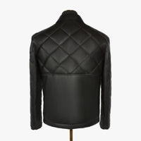 Blouson matelassé rembourré en cuir exotique - Noir