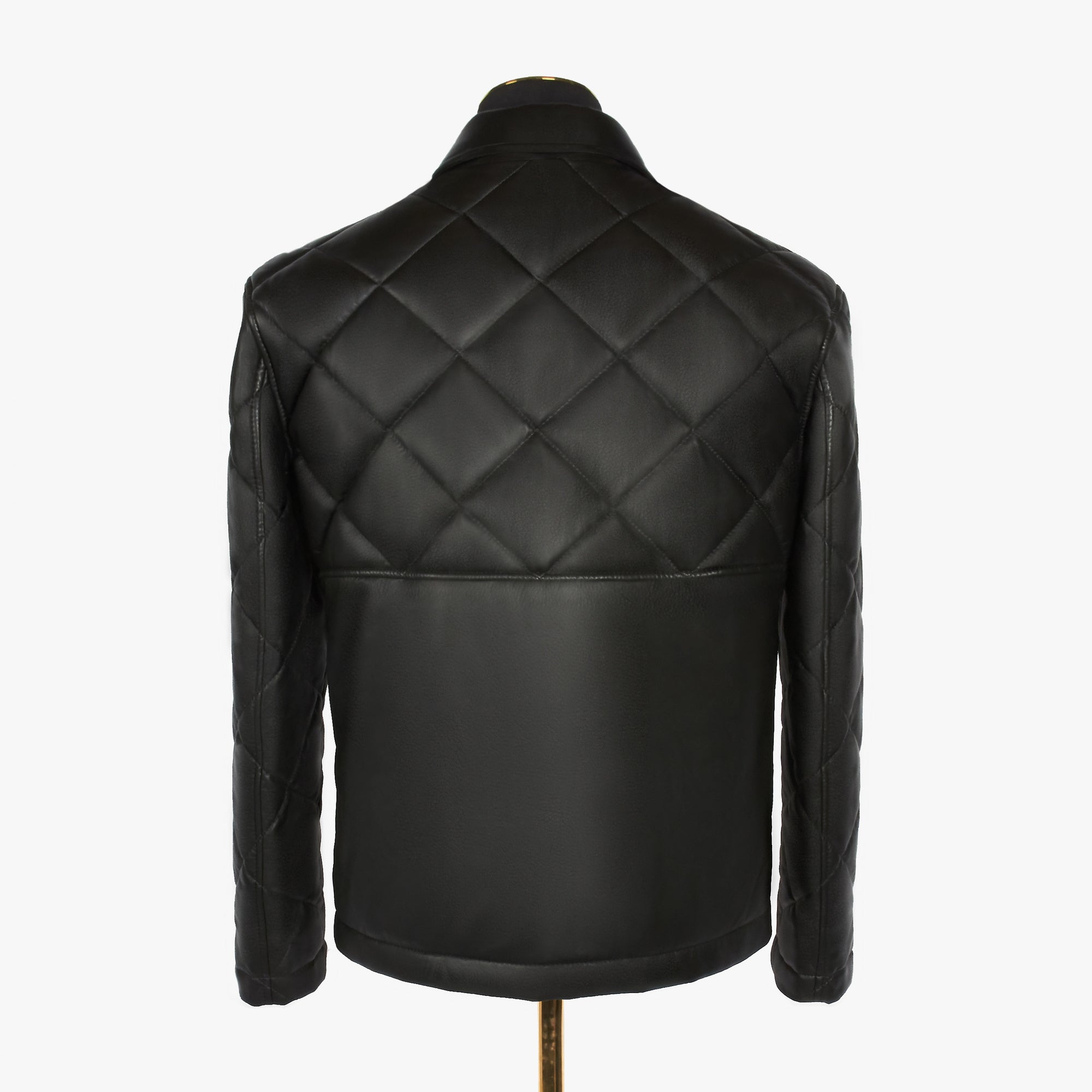 Blouson matelassé rembourré en cuir exotique - Noir