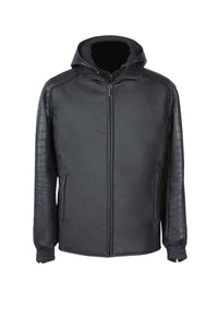 Blouson à empiècements en cuir exotique - Noir
