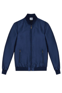 Bomber with embroidered silk logo - Blue