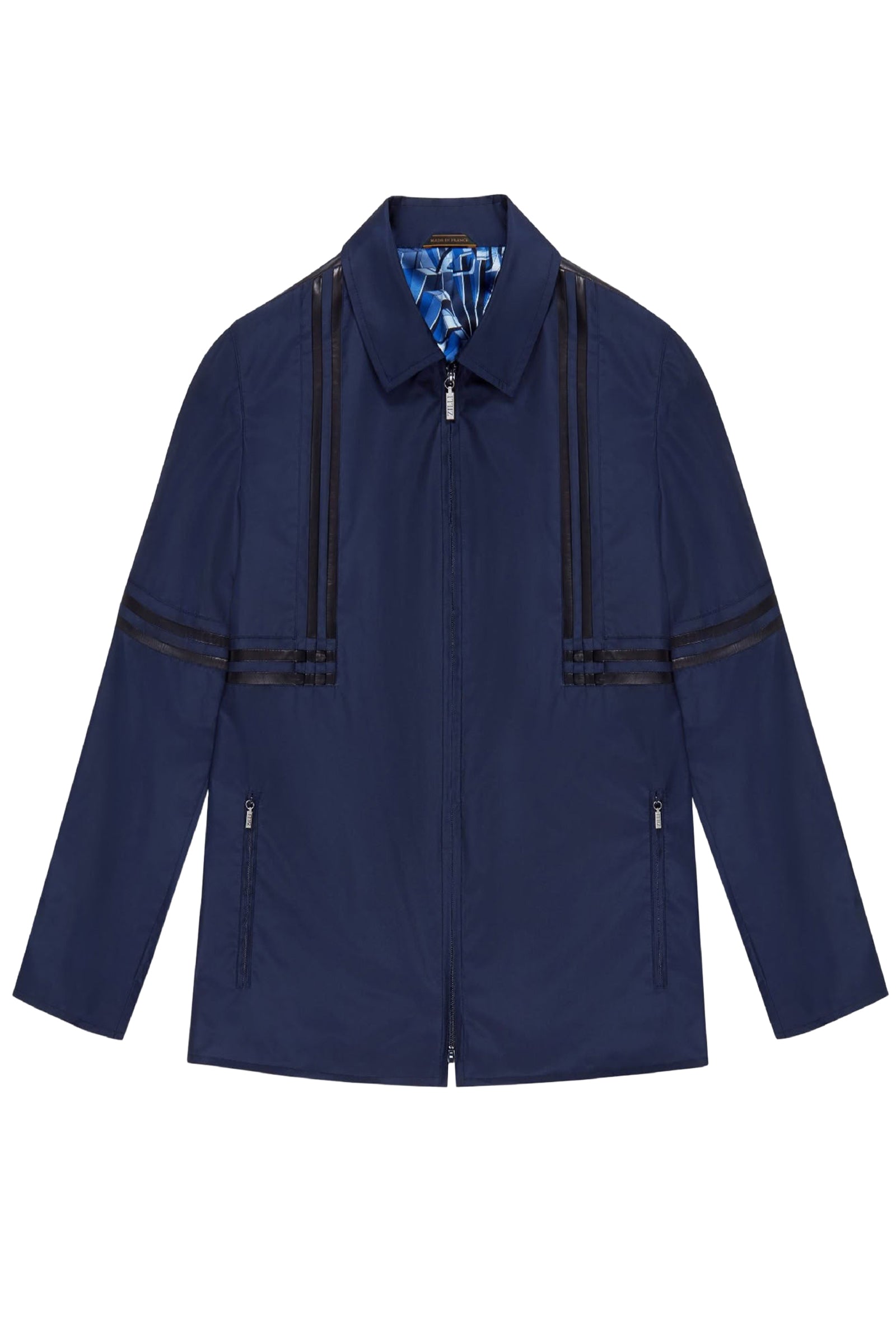 Blouson à bandes en soie - Bleu