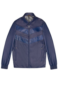 Blouson à chevrons en soie - Bleu