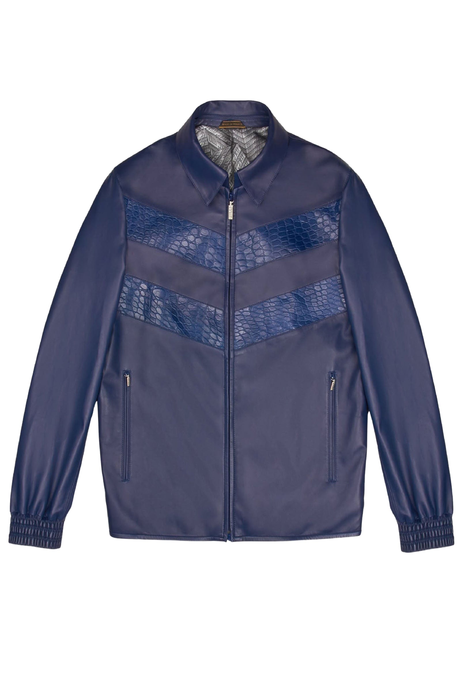 Blouson à chevrons en soie - Bleu