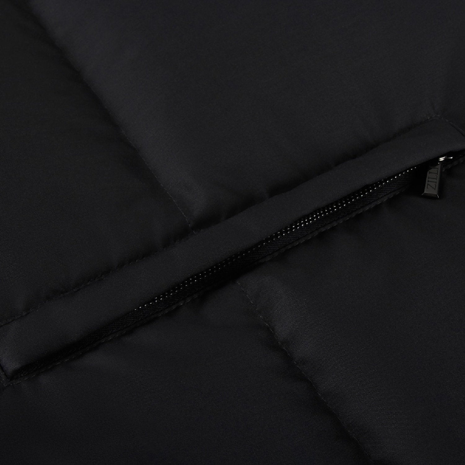 Doudoune longue matelassée en laine - Noir
