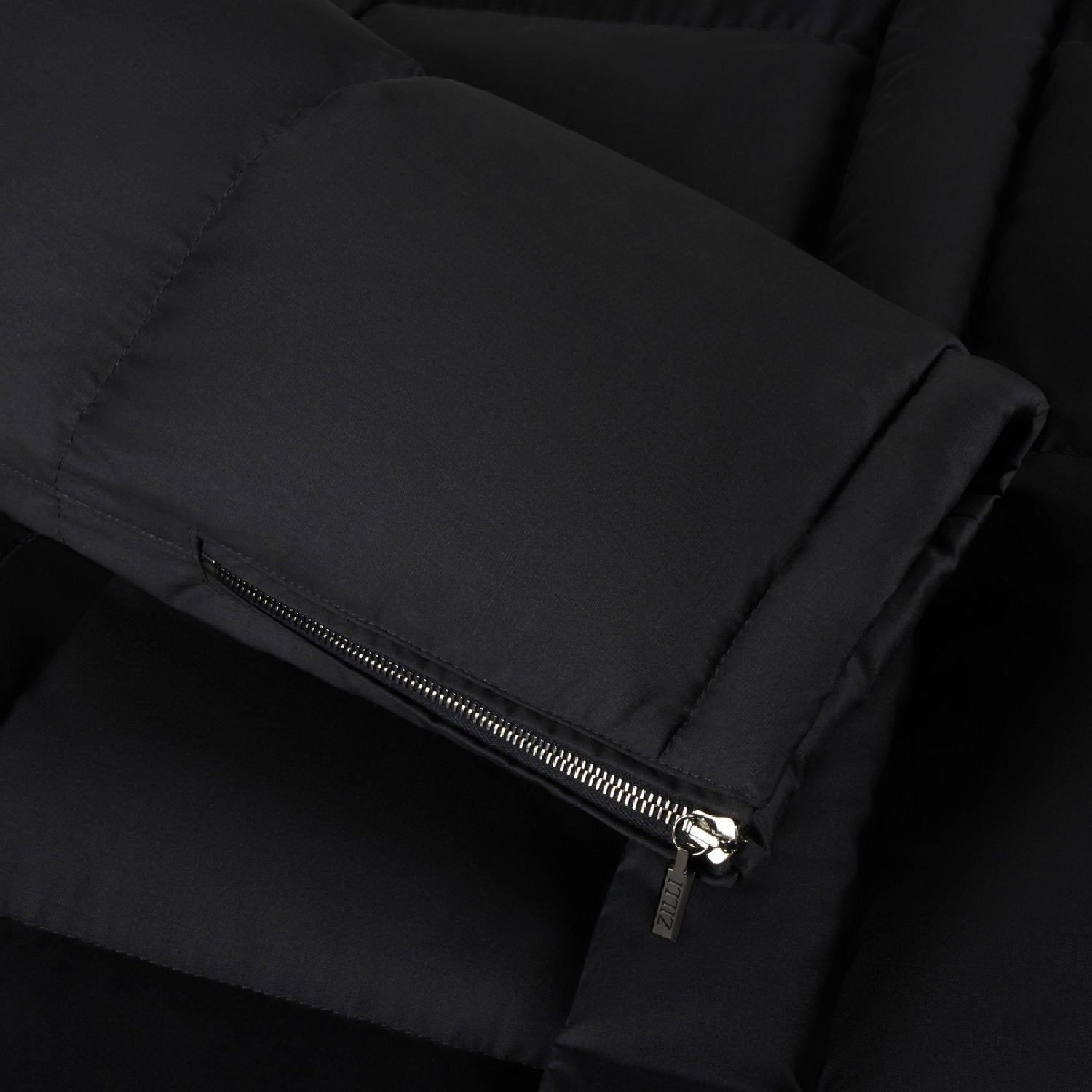 Doudoune longue matelassée en laine - Noir