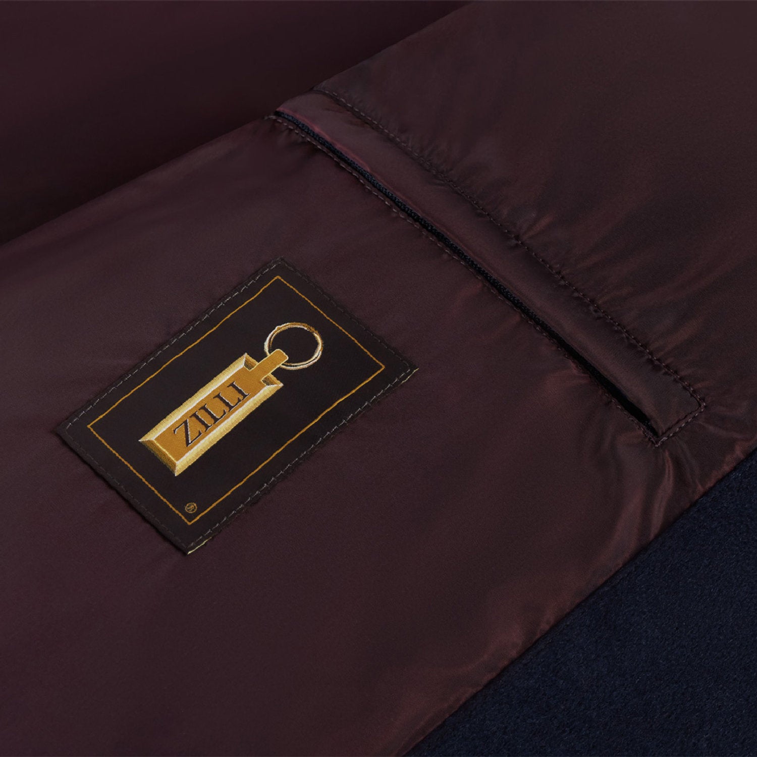 Doudoune longue matelassée en cuir - Marine