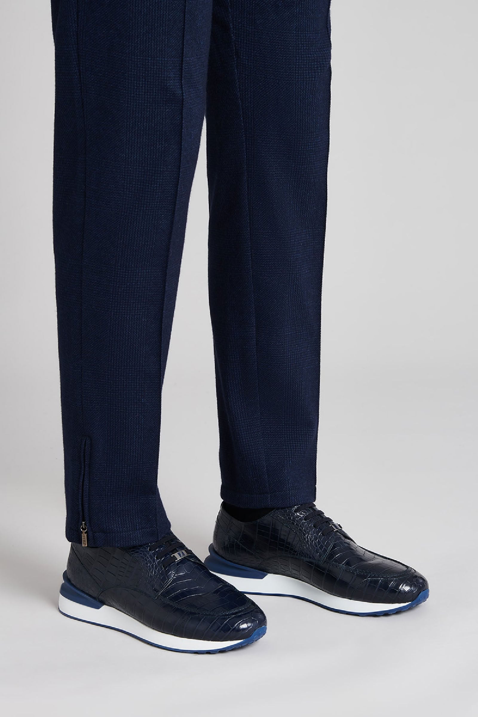 Ensemble de survêtement à motif en soie mélangée - Bleu