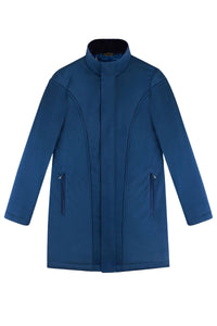 Manteau mi-long à col imprimé en cachemire - Bleu