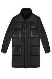 Parka à col en soie - Noir