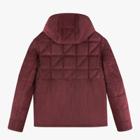 Blouson matelassé à motif géométrique en cuir - Bordeaux